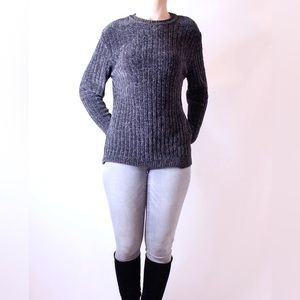 Alfani Vintage Soft Gray & Black Knit Sweater Large